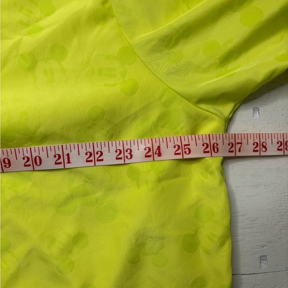 Disney Park Mickey Mouse Pullover Shirt Size XL Neon Yellow Windbreaker Cinch - Picture 3 of 6